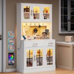 Buffet cuisine 100 cm buffet salle � manger avec led 2 prises et usb c / a meuble cuisine haut avec plan ...