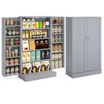 Buffet de cuisine 104cm costway portes ouverture � 180� �tag�res r�glables kit anti - basculement pour ...