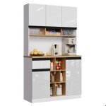 Buffet cuisine 105�45�185 cm haut armoire de cuisine vaisselier avec 1 tiroir �tag�res r�glables meuble ...