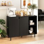 Buffet de cuisine 106cm costway 2 portes etag�res r�glables kit anti - basculement meuble de bar � caf� ...