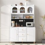Buffet cuisine 120 cm avec plan de travail meuble de cuisine avec rangement tiroirs porte et �tag�res ...
