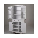 Buffet de cuisine 184 cm costway 4 �tag�res r�glables un grand tiroir portes 2 plateaux coulissants charge ...