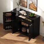 Buffet de cuisine 3 portes 1 tiroir meuble dentr�e / salon mdf poign�es m�tal or 107�40�84 cm noir