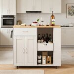 Buffet cuisine bas - buffet salle � manger avec 4 roulettes - buffet salon avec rangement & tiroirs - ...