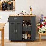 Buffet cuisine bas - buffet salle � manger avec 4 roulettes - buffet salon avec rangement & tiroirs - ...