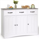 Buffet de cuisine - bealife - meuble rangement - 3 tiroirs - 3 portes - 6 niveaux - meuble bas - salon ...