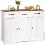 Buffet de cuisine - bealife - meuble rangement - 3 tiroirs - 3 portes - 6 niveaux - meuble bas - salon ...