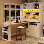 Buffet de cuisine blanc 137x45x178cm meuble haut multifonction rangement / bureau 2 portes + 3 tiroirs ...