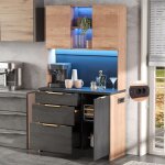 Buffet cuisine avec �clairage led r�glable et prises �lectriques armoire haute de cuisine moderne vaisselier ...
