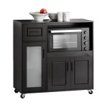 Buffet de cuisine fsb78 - sch sobuy - sur roulettes multi - rangement - 3 portes, 1 tiroir, 1 compartiment ...