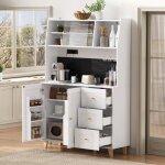 Buffet cuisine haut 120x40x184cm meuble de rangement buffet salle a manger prise tiroirs �tag�res r�glables ...