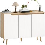 Buffet de cuisine - homcom - 3 portes �tag�res r�glables - panneaux de particules et bois dh�v�a - 107x35x765c ...