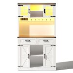 Buffet cuisine avec led - cdisplay - 100x40x172cm - blanc - buffet haut