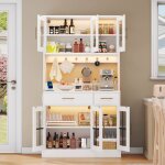 Buffet de cuisine avec led multicolore6 portes 2 tiroirsprise �lectriquerangement flexibleblanc