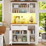 Buffet de cuisine led vitrine meuble de rangement �tag�res r�glables mdf 5 portes 1 tiroirs 101�40�180 ...