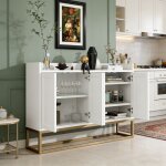 Buffet - buffet de cuisine 4 portes - blanc - sans poign�es - 120x30x80 cm