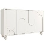 Buffet de cuisine meuble de rangement salon / salle � manger pieds en pin blanc anti - basculement cm�tag�re ...
