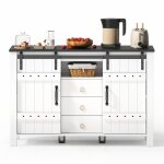 Buffet cuisine multifonctionnel mdf�lot de cuisine avec portes coulissantes & 3 tiroirscommode buffet ...