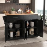 Buffet de cuisine avec plateau rabattable buffet bas avec roulettes buffet salle a manger en noir 120 ...