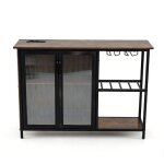 Buffet de cuisine avec prises �lectriques costway lumi�res led casier � vin porte - verres meuble bar ...