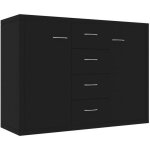 Buffet de cuisine zoe bahut dcor noir - 88x30x65 cm - 4 tiroirs et 2 portes