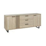 Buffet design 220cm avec 2 portes et 3 tiroirs pour salon couleur chêne clair collection loft pieds en ... Buffet design 220cm avec 2 portes et 3 tiroirs pour salon couleur chêne clair collection loft pieds en ...