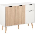 Homcom - meuble de rangement - panneaux de particules classe e1 - 90x30x72cm - blanc, chne clair