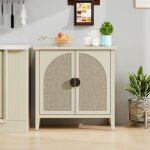 Buffet � deux portes en rotin naturel style moderne pouvant servir de vaisselier ou de meuble de rangement. ...