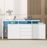 Buffet avec �clairage ledmeuble de salon laqu� brillantarmoire haute 160�35�70cm4 tiroirs et 2 portespanneau ...