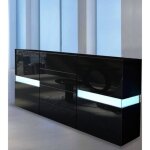 Buffet enfilade design - marque - noir brillant - 1 porte - 4 tiroirs - led Buffet enfilade design - marque - noir brillant - 1 porte - 4 tiroirs - led
