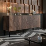 Buffet espinho dmora en bois nobilit� marron noyer 40x1505x72h cm