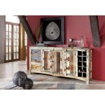 Buffet avec �tag�re � vin - bois massif recycl� multicolore laqu� - inspiration ethnique - nature of ...