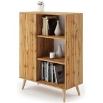 Buffet fondi commode avec 1 porte et 3 tagres - chne de wotan - l 90 x p 40 x h 116cm