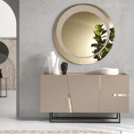 Buffet girona - madia 3 ante - inserts miroir bronze - gris - 110 cm - 3 portes