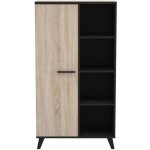 Calicosy - buffet haut 1 porte et 4 niches l83 x h154 cm - wayne - chene brosse Calicosy - buffet haut 1 porte et 4 niches l83 x h154 cm - wayne - chene brosse