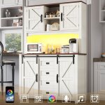 Buffet hauts 174. 7cm avec portes coulissantes et �clairage led meuble de salle � manger armoire de rangement ...