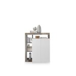 Buffet haut 2 portes collection bura coloris blanc brillant laqu et chne clair