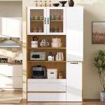 Buffet haut avec 2 tiroirs �tag�res coulissantes pour cuisine salle � manger et salon 100 x 40 x 200 ...