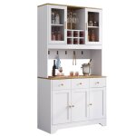Buffet haut 94. 5x30x175. 5cmavec grain de boisgrand espace de rangement avec 5 portes3 tiroirscompartiments ...
