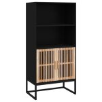 Buffet haut - akozon - modle noir - 60x35x125 cm - bois dingnierie - 2 portes