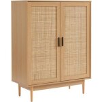 Buffet haut amana effet chne et cannage rotin 2 portes - bois