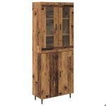 Buffet haut en bois agglom�r� et verre - vidaxl - 695x34x180 cm - bois ancien - 4 portes - capacit� 60 ...