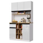 Buffet haut cdisplay pour salle � manger salon cuisine blanc105x45x185cm - buffet de cuisine