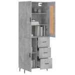 Buffet haut - clarence� - montage simple - buffet bahut / armoire de cuisine - gris b�ton 695x34x180 ...