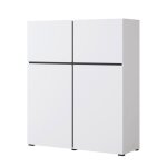 Buffet haut coloris blanc et noir l120xh140xp40 collection havana. bahut haut design avec 4 portes.