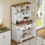 Buffet haut de cuisine 100x47x187 cm meuble bar avec led multicolore prises mdf blanc