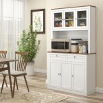 Buffet haut cuisine armoire de cuisine 6 portes 2 tiroirs plan de travail �tag�res r�glables 100x40x180cm ...