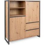 Vitrine de style industriel 2 portes 2 tiroirs denver Vitrine de style industriel 2 portes 2 tiroirs denver