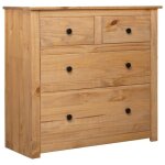 Buffet haut - eto - panama - bois de pin massif - 4 portes - style campagne - 80x40x83 cm