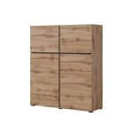 Buffet haut coloris chne et noir l120xh140xp40 collection havana. bahut haut design avec 4 portes.